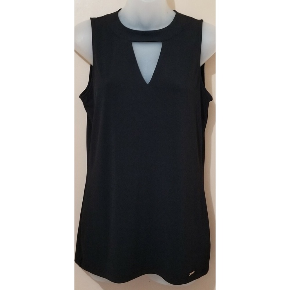 MICHAEL KORS Zip Up Back W/Golden Tone Logo Sleeveless Cutout Top Women's Sz S!